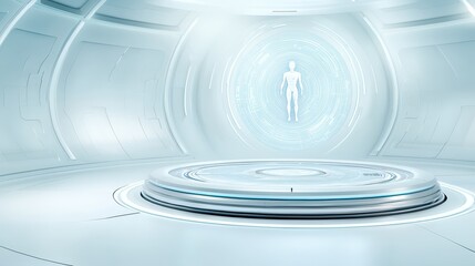 Obraz premium Illuminating the future, stunning futuristic room design with circular light