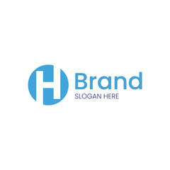 Fototapeta premium simple and minimalist logo design, a logo with letter h and circle for business