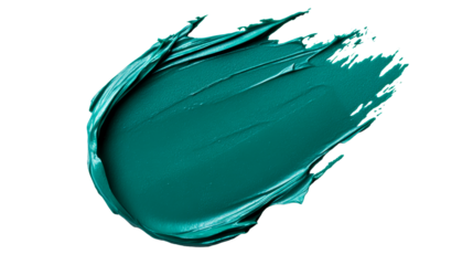 Teal paint stroke with smooth texture and visible lines, cut out transparent