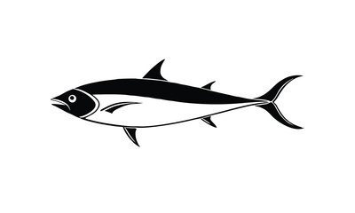 Fototapeta premium A tuna fish silhouette icon, tuna line art vector illustration