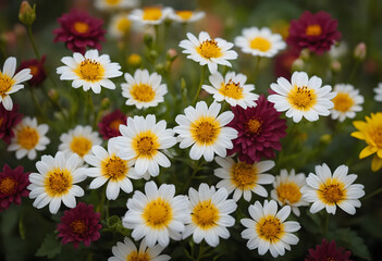 Obraz premium Nahaufnahme von bunten Gartenblumen im Sommer