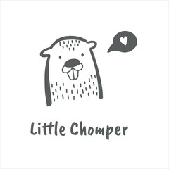 Сute animal faces in scandinavian style vector illustration on white background
