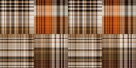 Warm fall gingham tartan check seamless border pattern. Woven classic variegated ombre check ribbon trim. Repeatable banner for washing tape and for fashion edging design