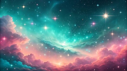 Obraz premium Fantasy Space Nebula with Stars and Colorful Cosmic Clouds