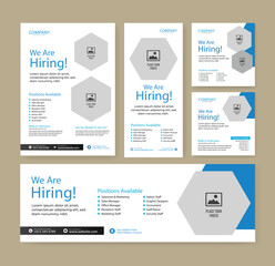 We are hiring job vacancy social media post banner design template with red color. We are hiring job vacancy square web banner set design.