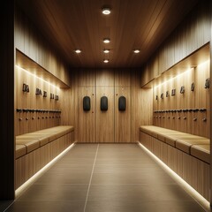 cinematic shot of a soccer locker room with high resolution

