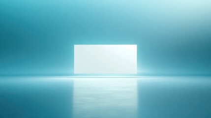 White cube in blue room, minimalist design and modern art concept