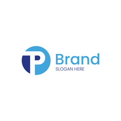 simple and minimalist logo design, a logo with letter p and circle for business