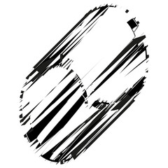 Dynamic shape illustration. Abstract distorted form. Bold textured vector. Black and white layout.