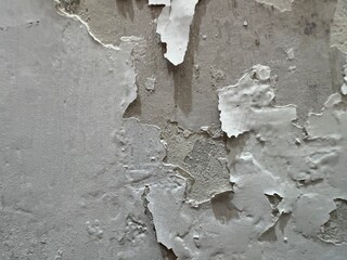 Grunge wall texture. A wall that is damaged and peeling due to water being absorbed into it, so that the wall becomes damp and slightly moldy.