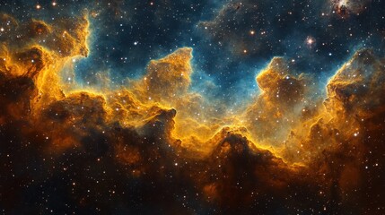 Cosmic Nebula Glowing gas clouds in space.  Background stars. Science backdrop
