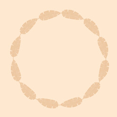 Beige banana leaf wreath vector illustration, minimal botanical circle frame