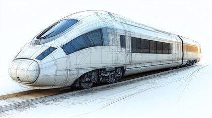 Dynamic Illustration of a Modern Train Design with Highlighted Features and Details