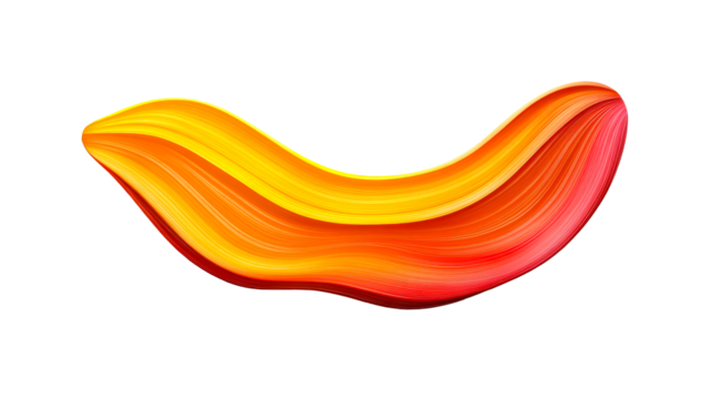 Abstract vibrant flow in shades of orange and yellow, cut out transparent