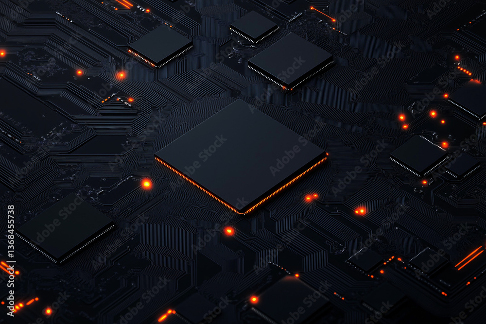 Poster digital pathways: a mesmerizing abstract perspective of a technological masterpiece – an integrated 