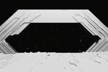 Architectural Gateway to the Cosmos: A stunningly minimalist architectural structure frames a breathtaking panorama of a star-studded night sky.