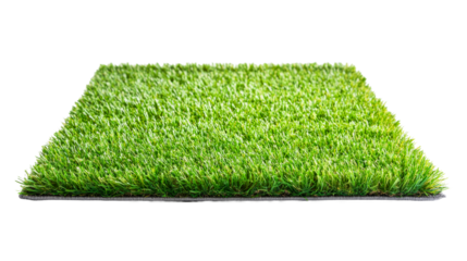 Square green artificial turf for landscape design, cut out transparent