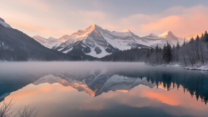Mountain Lake with Reflection at Sunrise