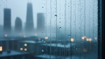 Moody Rainy Window with Water Droplets