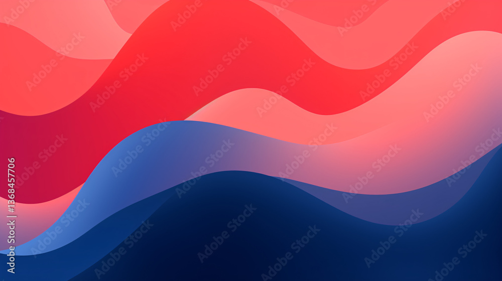 Poster A simple vector graphic design featuring an abstract background with smooth blue, orange, and pink gradient curves, creating a modern and dynamic visual effect.