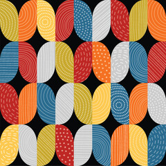 A colorful seamless pattern of circles and squares