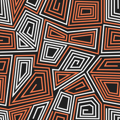 Abstract urban style seamless pattern orange and white geometric lines texture