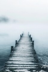 Fototapeta premium Exploring the Serenity of a Dock Amidst a Tranquil Lake Under Diverse Weather Conditions