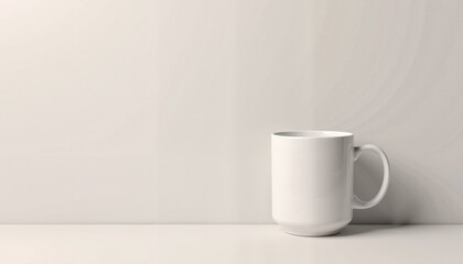 White Mug Mockup on Desk with Minimalist Background  
