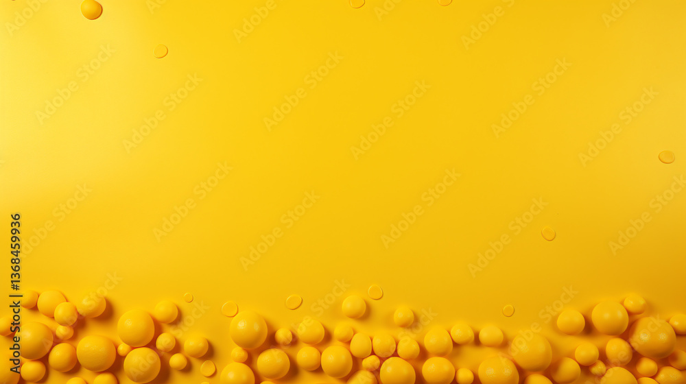 Poster a smooth, solid, bright yellow background with small bubbles scattered across, leaving space for tex