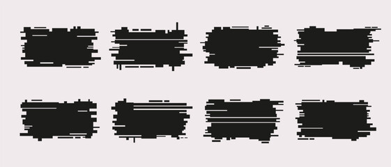 Trendy minimalistic glitch effect frames set