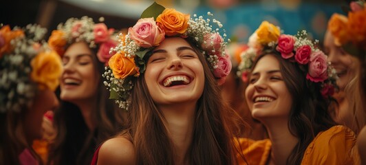 Obraz premium Floral Festival Joy, Flower crowns