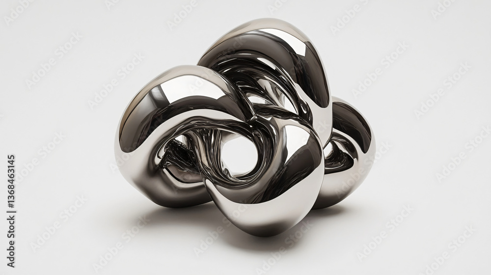 Poster exquisite metal object displayed on a white surface highlighting its reflective qualities and unique
