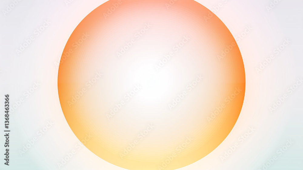 Poster a white background with a pastel gradient, featuring a circle with orange and green hues, ideal for 
