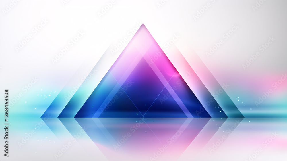 Leinwandbilder A white background with an abstract triangular design in blue and purple, perfect for high-tech presentations.

