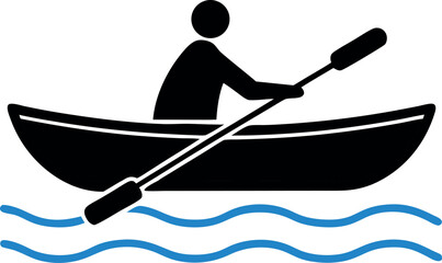 Rowing Boat with Man Outline icon © Md. Al Amin Jony