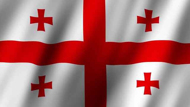 Georgian flag waving in the wind at a public event in Tbilisi highlighting national pride and cultural significance