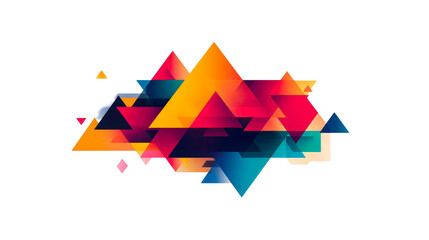 Geometric triangles with vibrant colors and overlaying shapes, cut out transparent