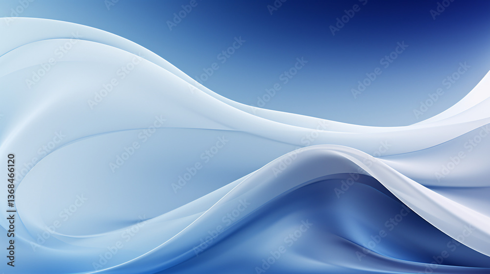 Poster abstract background with shades of blue and white, featuring wave curves and gradient, ideal for pre
