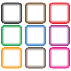 Colorful square shapes. Gradient filled icons. Bright vector design. Rounded frame elements.