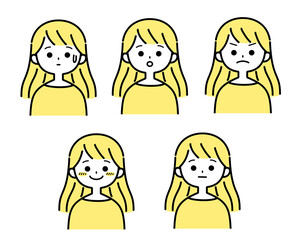 若い女性のイラストセット1_2