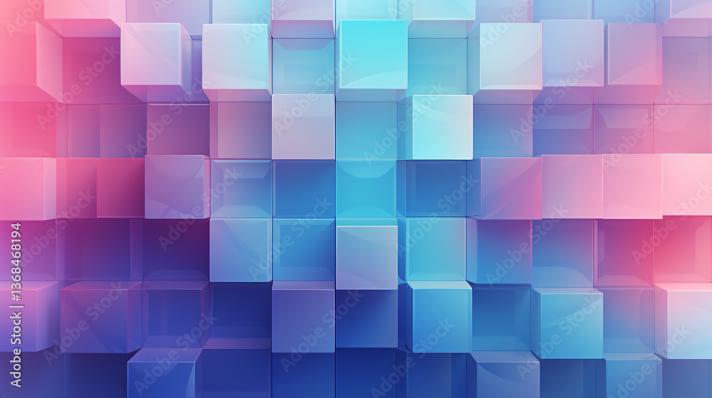 Poster abstract geometric pattern with soft pastel gradients, perfect for web technology banners and presen