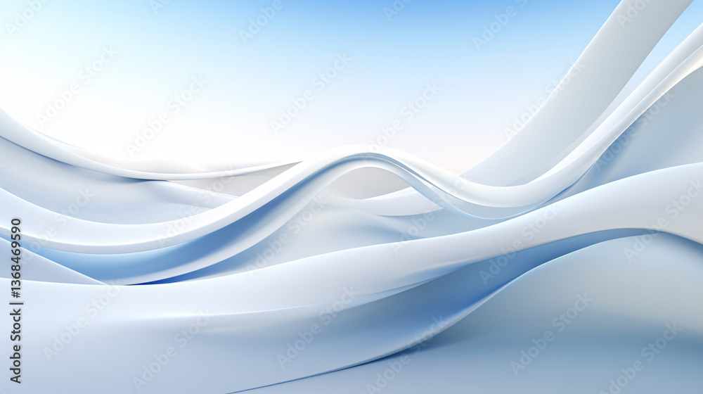 Leinwandbilder a smooth and serene abstract design featuring a white background with a calming blue and white gradi