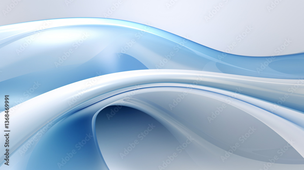 Leinwandbilder A smooth and serene abstract design featuring a white background with a calming blue and white gradient.