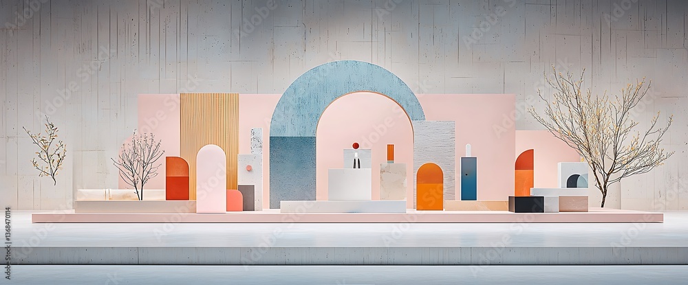 Poster Pastel objects minimalist product display