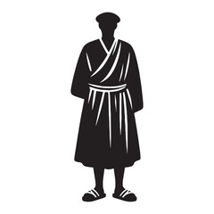 Historical Greek Farmer Dress silhouette, worn by laborers of the land - Greek Farmer Dress illustration - Greek Farmer Dress vector - Greek dresses silhouette

