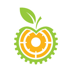Apple and Gear Technology Symbol Vector.