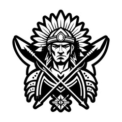 A solid style icon of cherokee warrior symbol