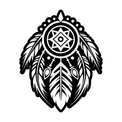 A solid style icon of feather charm tattoo © creativestall