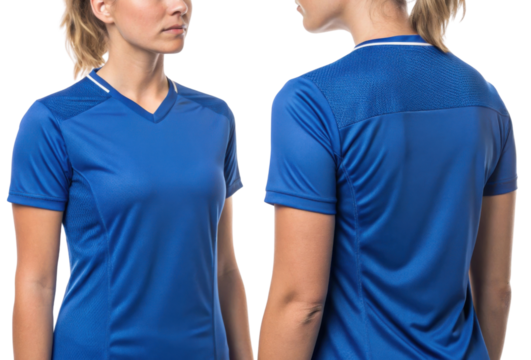 stylish soccer jersey mockup designed for athletes showcases vibrant blue color and modern fit, perfect for any sports enthusiast - Powered by Adobe