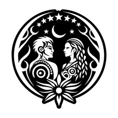 A filled style icon of lovers tattoo